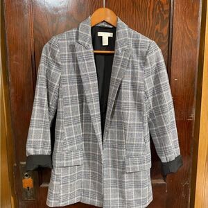 H&M Black and White Checkered Blazer